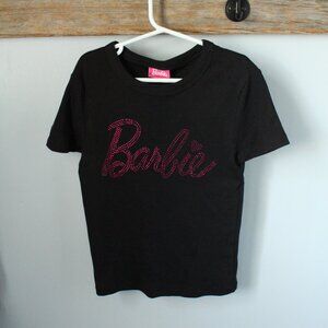 - Barbie Size S 7/8 Black Shirt Jewelled Pink Logo